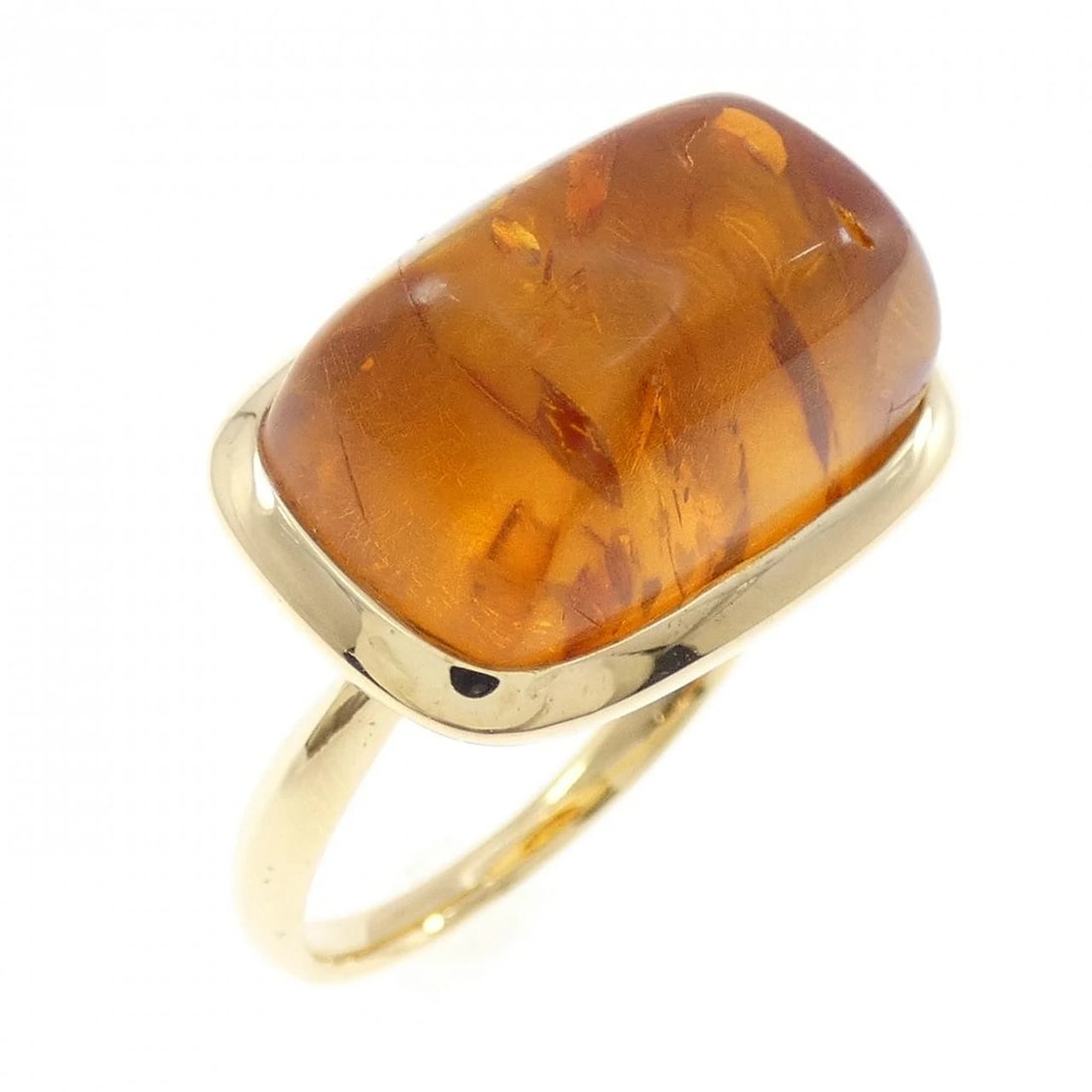 K18YG AMBER RING: K18YG Amber Ring Brand: Unbranded Type/Style: Amber Ring Material: 18K Yellow Gold, Main Stone/Creation Amber Color: Yellow Gold Size: US 5 3/4 Accessories: None Accessories Notice: When purchasing