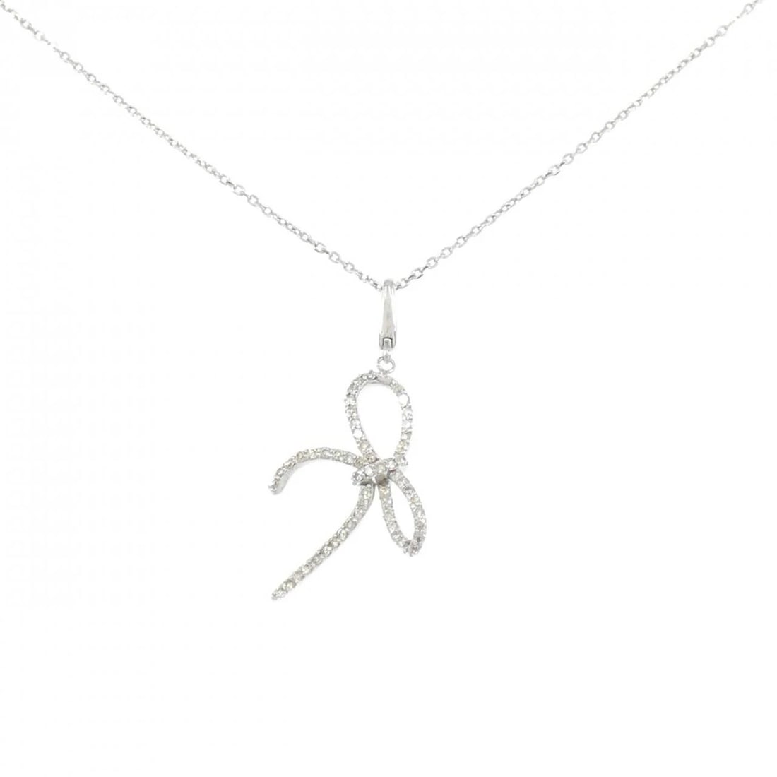 K18WG DIAMOND NECKLACE: K18WG Diamond Necklace Brand: Unbranded Type/Style: Diamond Necklace Material: K18WG, Main Stone/Creation NATURAL Color: white Gold Size: 45CM Actual Size Pendant length approx. x width approx.: