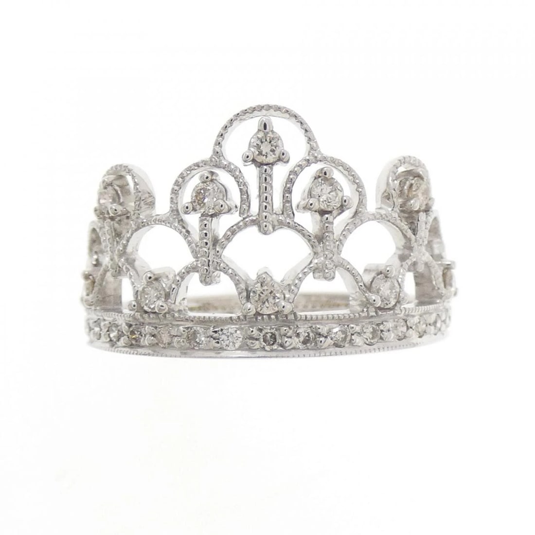 K18WG CROWN DIAMOND RING - 2