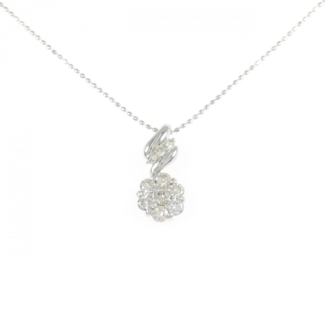 K18WG FLOWER DIAMOND NECKLACE: K18WG Flower Diamond Necklace Brand: Unbranded Type/Style: Diamond Necklace Material: K18WG, Main Stone/Creation NATURAL Color: WHITE GOLG Size: 45cm Actual Size Pendant length approx. x width