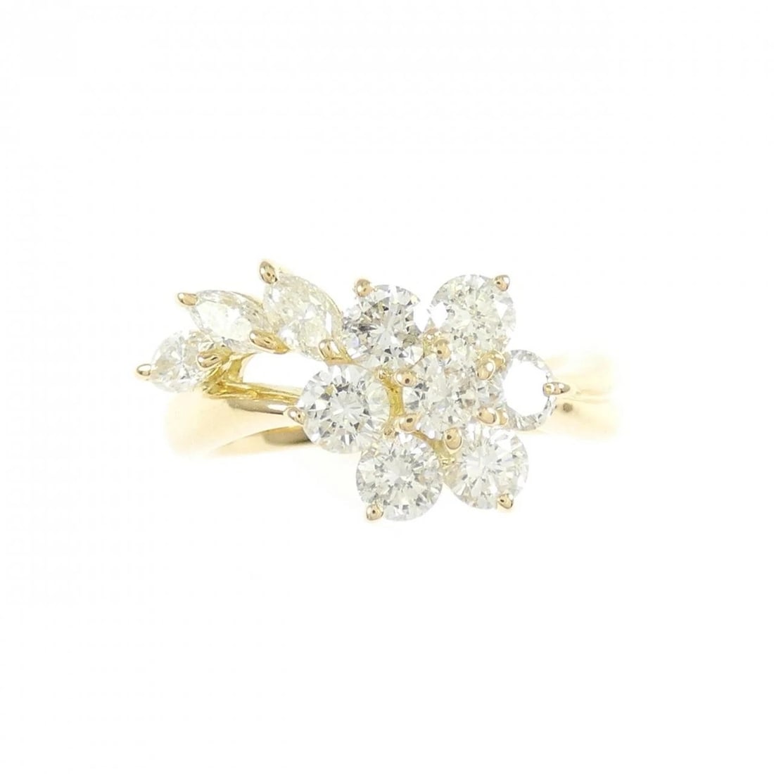 K18YG FLOWER DIAMOND RING - 2