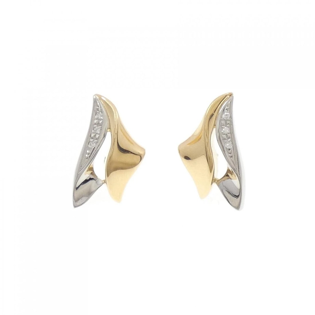 K18YG/PT DIAMOND PIERCE: K18YG/PT Diamond Pierce Brand: Unbranded Type/Style: Diamond Pierce/Earring Material: K18YG/PT, Main Stone/Creation NATURAL Color: YG,Silver Size: Actual Size Approx. height x width: 21.9mm x 15.2mm