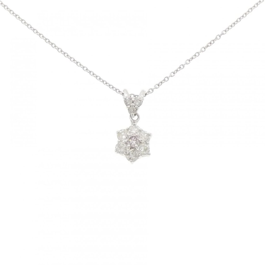 K18WG DIAMOND NECKLACE: K18WG Diamond Necklace Brand: Unbranded Type/Style: Diamond Necklace Material: K18WG, Main Stone/Creation NATURAL Color: WHITE GOLD Size: 41CM Actual Size Pendant length approx. x width approx.: