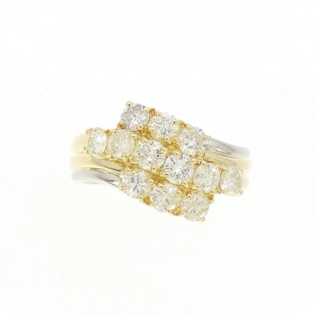 K18YG/PT850 DIAMOND RING - 2