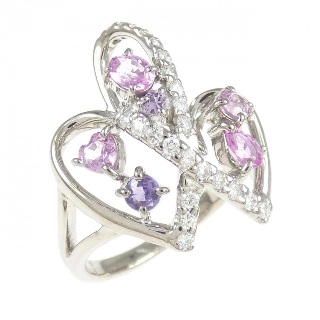 K18WG HEART SAPPHIRE RING: K18WG Heart Sapphire Ring Brand: Unbranded Type/Style: Sapphire Ring Material: K18WG, Main Stone/Creation NATURAL Color: WG, Size: US 6 1/2 Accessories: None Accessories Notice: When purchasing