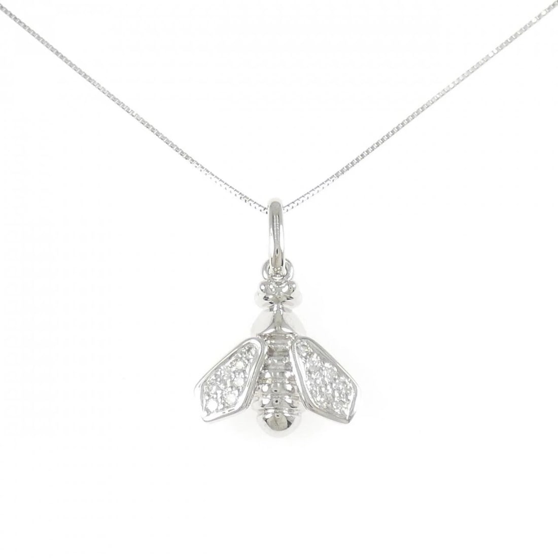 K18WG BEE DIAMOND NECKLACE: K18WG Bee Diamond Necklace Brand: Unbranded Type/Style: Diamond Necklace Material: K18WG, Main Stone/Creation NATURAL Color: WHITE GOLD Size: 45CM Actual Size Pendant length approx. x width approx.: