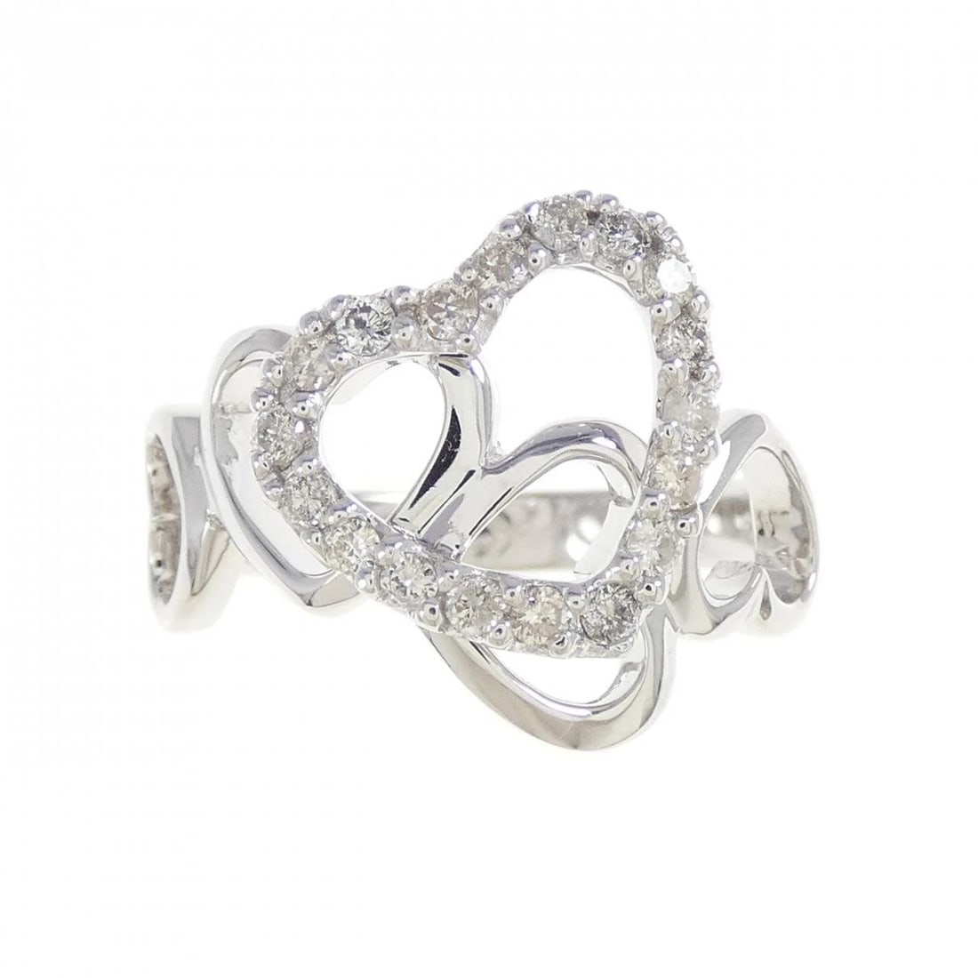 K18WG HEART DIAMOND RING - 2