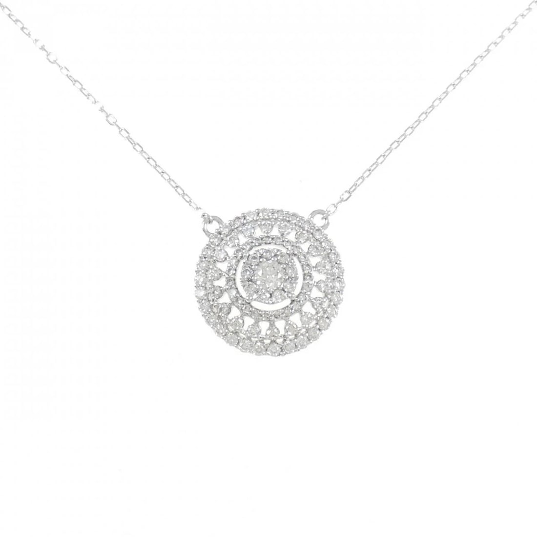 K18WG DIAMOND NECKLACE: K18WG Diamond Necklace Brand: Unbranded Type/Style: Diamond Necklace Material: K18WG, Main Stone/Creation NATURAL Color: White Gold Size: 46CM Actual Size Pendant length approx. x width approx.: