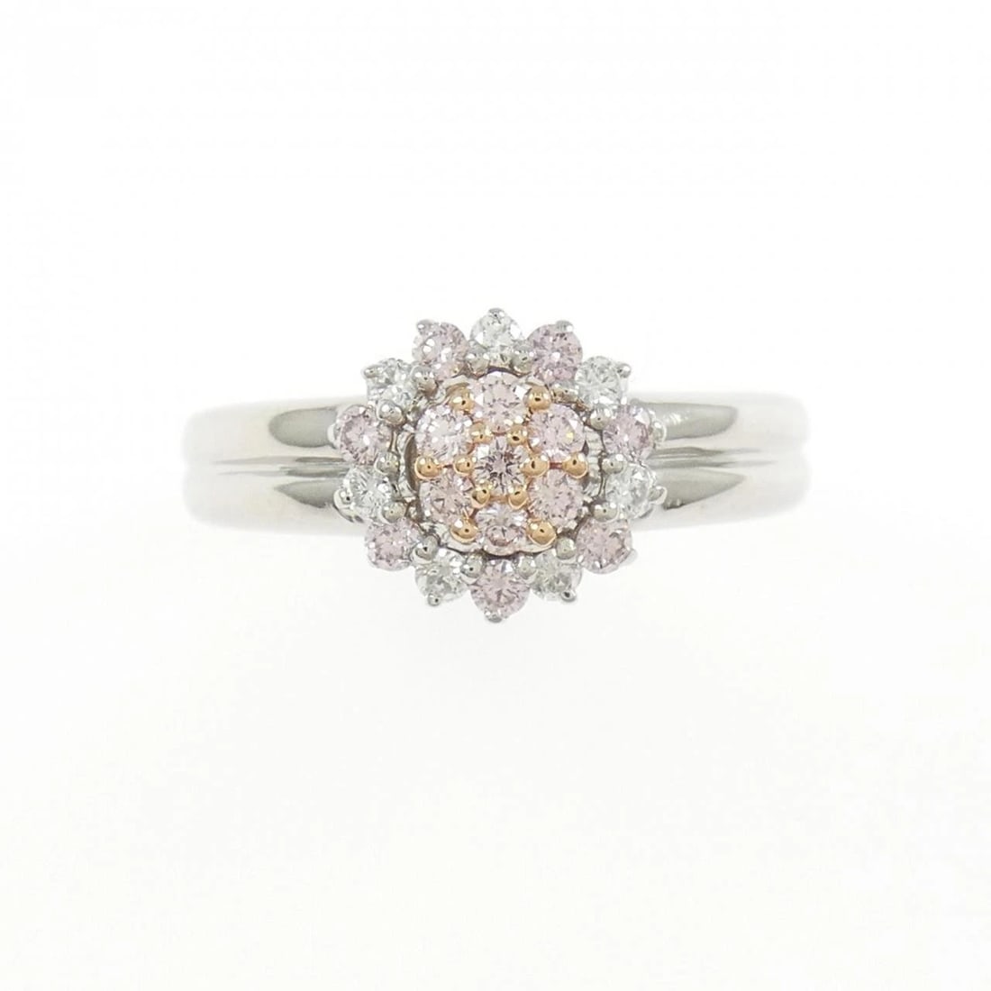 PT900/K18PG FLOWER DIAMOND RING - 2