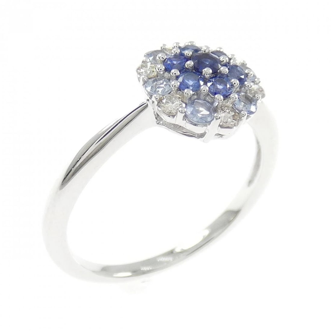 K18WG SAPPHIRE RING: K18WG Sapphire Ring Brand: Unbranded Type/Style: Sapphire Ring Material: K18WG, Main Stone/Creation Sapphire Secondary Stone Diamond Color: White Gold Size: US 6 1/2 Accessories: None Accessories