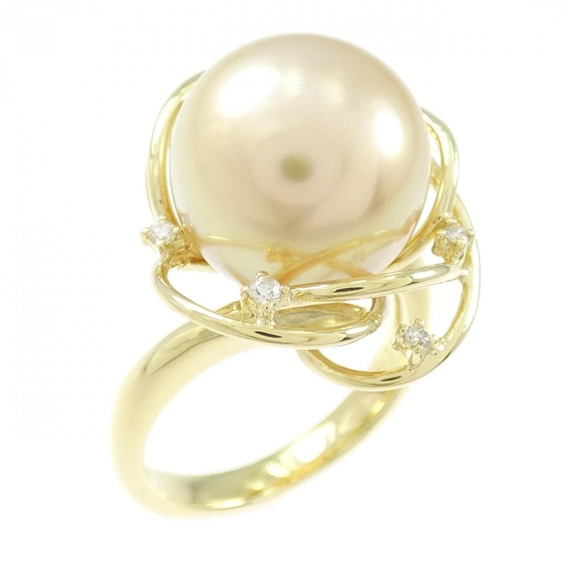 18K YELLOW GOLD WHITE BUTTERFLY PEARL RING (1 of 3)