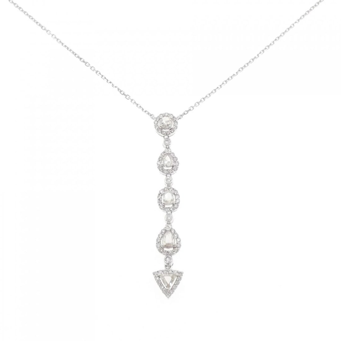 K18WG DIAMOND NECKLACE: K18WG Diamond Necklace Brand: Unbranded Type/Style: Diamond Necklace Material: K18WG, Main Stone/Creation Natural Color: White Gold Size: 38cmActual Size Pendant length approx. x width approx.: