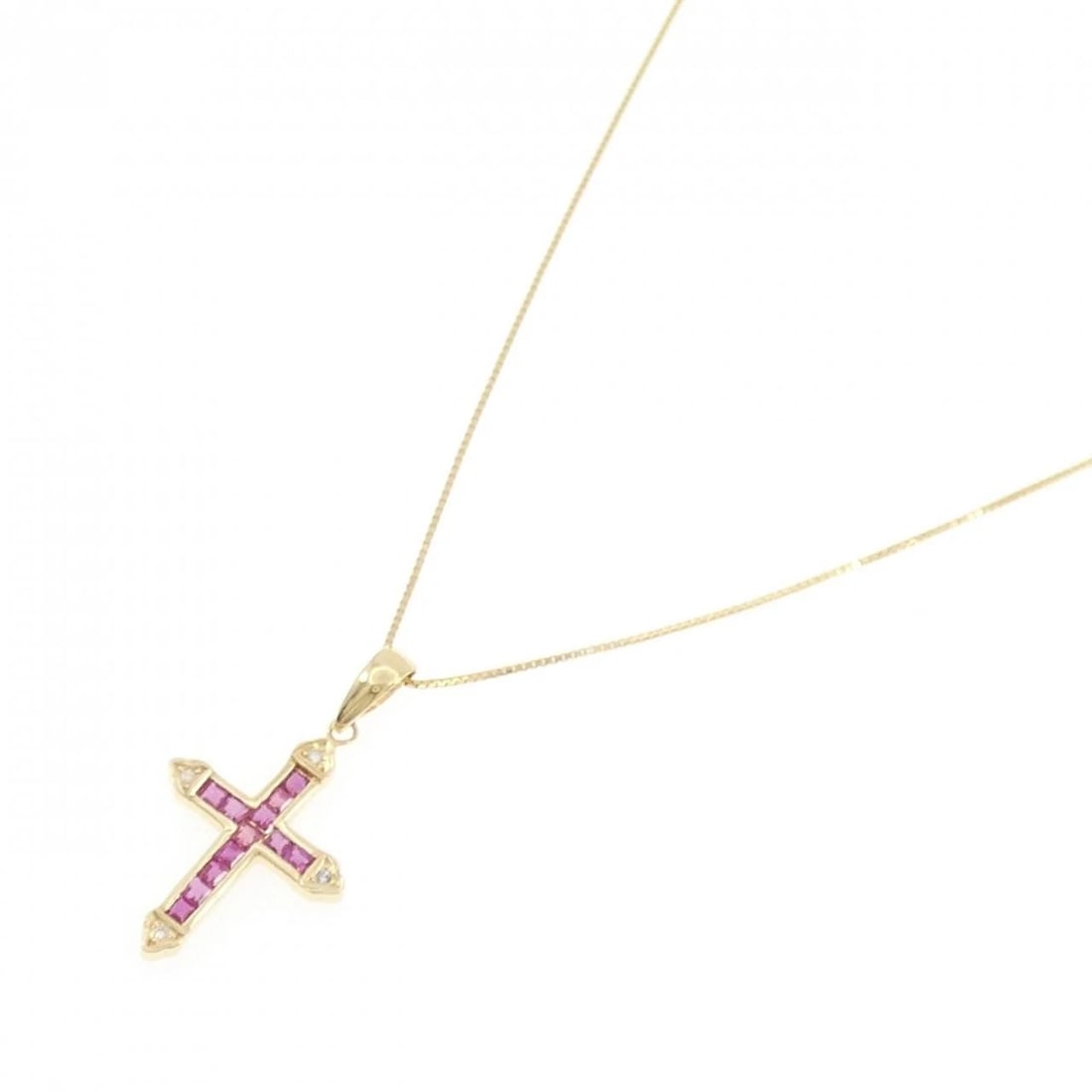 K18YG CROSS RUBY NECKLACE - 2