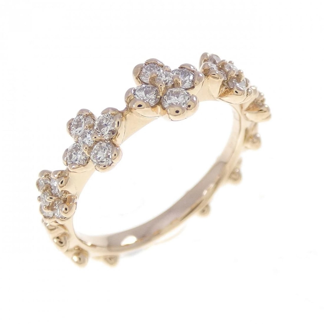 K18PG FLOWER DIAMOND RING: K18PG Flower Diamond Ring Brand: Unbranded Type/Style: Diamond Ring Material: K18PG, Main Stone/Creation Natural Color: Pink Gold Size: US 5 Accessories: None Accessories Notice: When purc