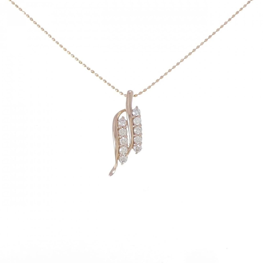 K18PG DIAMOND NECKLACE: K18PG Diamond Necklace Brand: Unbranded Type/Style: Diamond Necklace Material: K18PG, Main Stone/Creation Natural Color: Pink gold Size: Actual Size Pendant length approx. x width approx.: