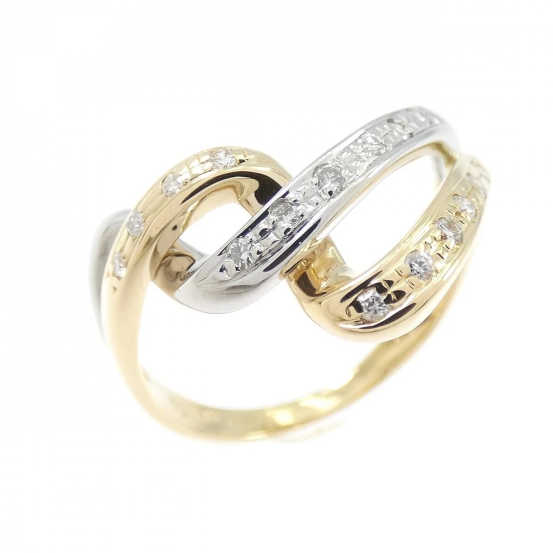 K18YG/PT900 DIAMOND RING: K18YG/PT900 Diamond Ring Brand: Unbranded Type/Style: Diamond Ring Material: K18YG/PT900, Main Stone/Creation Natural Color: YG,Silver Size: US 6 1/2 Accessories: None Accessories Notice: When