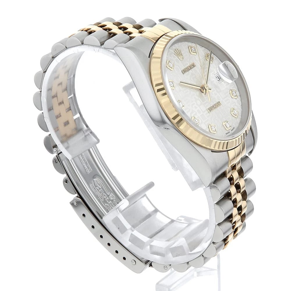 ROLEX DATEJUST DIAMOND SILVER WATCH - 3