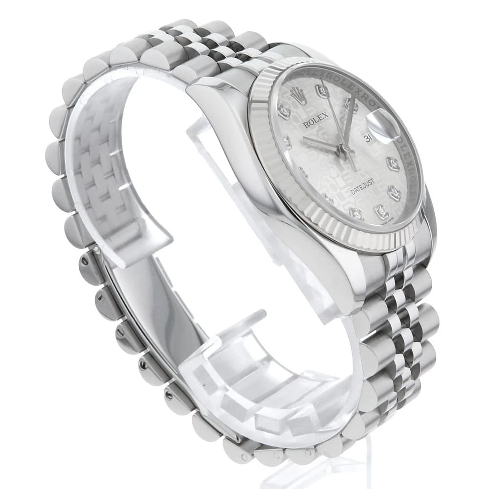 ROLEX DATEJUST DIAMOND SILVER WATCH - 3