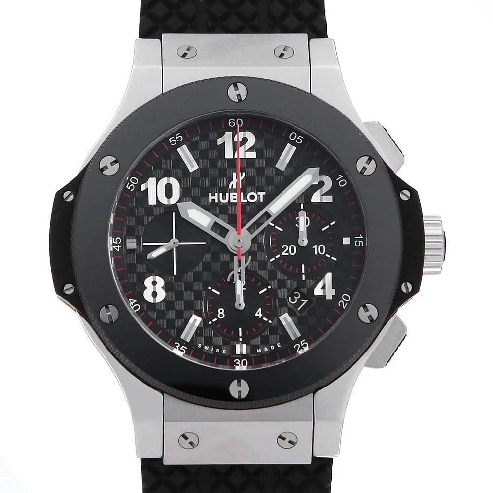 HUBLOT BIG BANG STEEL CERAMIC WATCH: HUBLOT Big Bang Steel Ceramic Watch Brand: HUBLOT Type/Style: Wrist watch Material: Case Material Stainless Steel/ceramic Belt Material rubber Color: Dial Color Black Size: Case:W44mm Accessories: