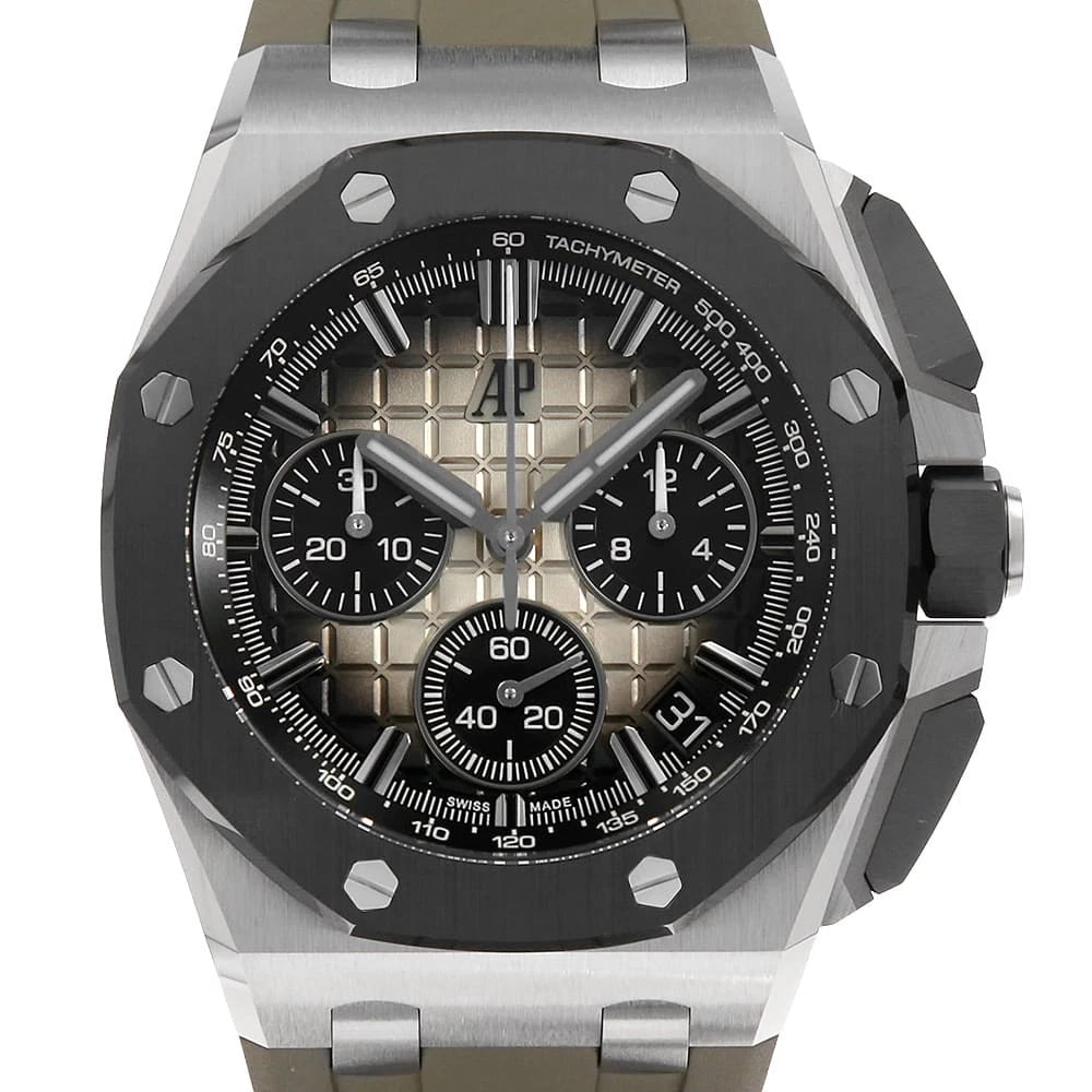 AUDEMARS PIGUET ROYAL OAK CHRONOGRAPH WATCH: AUDEMARS PIGUET Royal Oak Chronograph Watch Brand: AUDEMARS PIGUET Type/Style: Wrist watch Material: Case Material Stainless Steel Belt Material rubber Color: Dial Color Brown Size: Case:W43mm