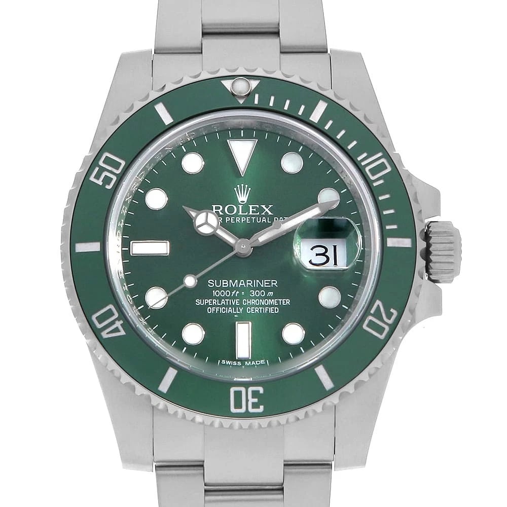 ROLEX SUBMARINER DATE GREEN WATCH: ROLEX SUBMARINER Date green Watch Brand: ROLEX Type/Style: Wrist watch Material: Case Material Stainless Steel Belt Material Stainless Steel Color: Dial Color Green Size: Case:W40mm Circumference of