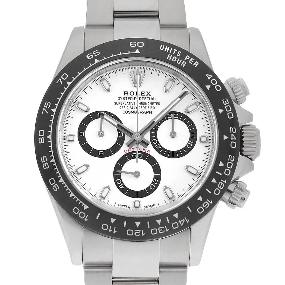 ROLEX COSMOGRAPH DAYTONA WHITE WATCH: ROLEX Cosmograph Daytona white Watch Brand: ROLEX Type/Style: Wrist watch Material: Case Material Stainless Steel Belt Material Stainless Steel Color: Dial Color White Size: Case:W40mm Circumference o