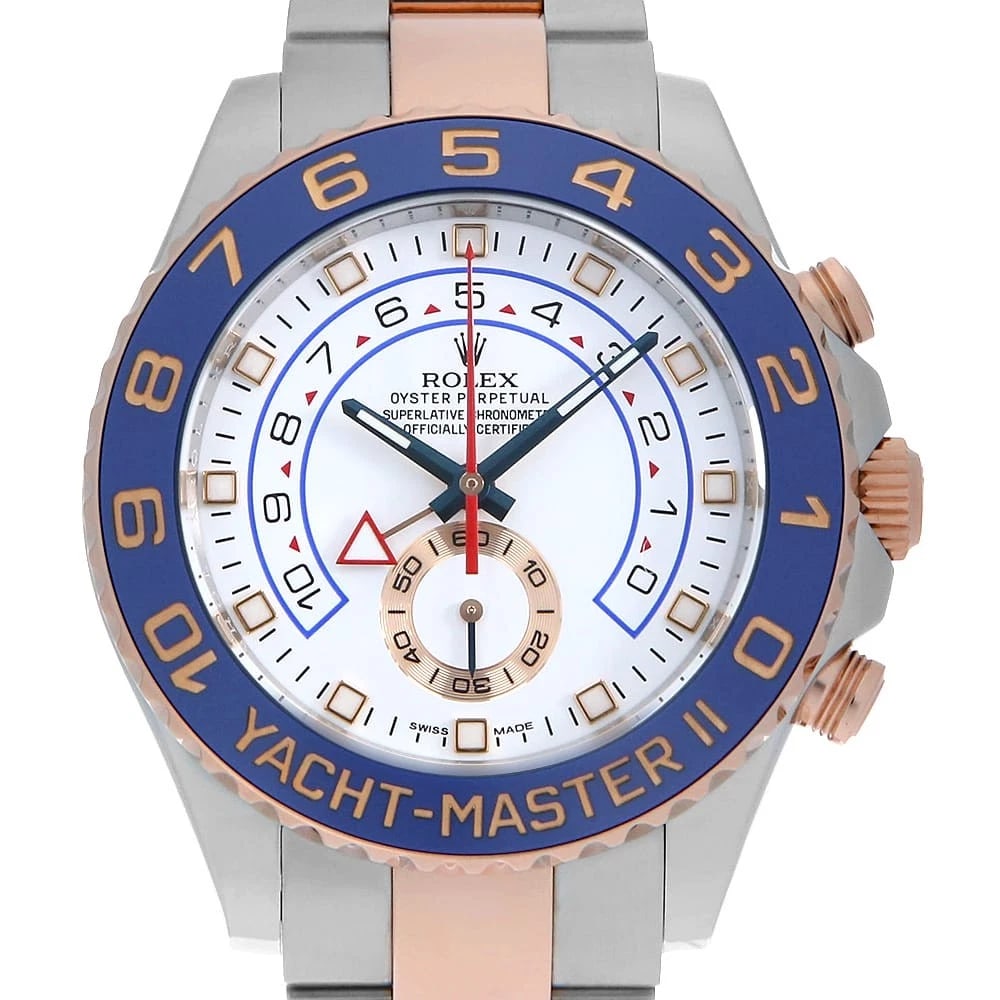 ROLEX YACHT MASTER WHITE WATCH: ROLEX Yacht Master white Watch Brand: ROLEX Type/Style: Wrist watch Material: Case Material Stainless Steel/Pink gold Belt Material Stainless Steel/Pink Gold Color: Dial Color White Size: Case:W44mm