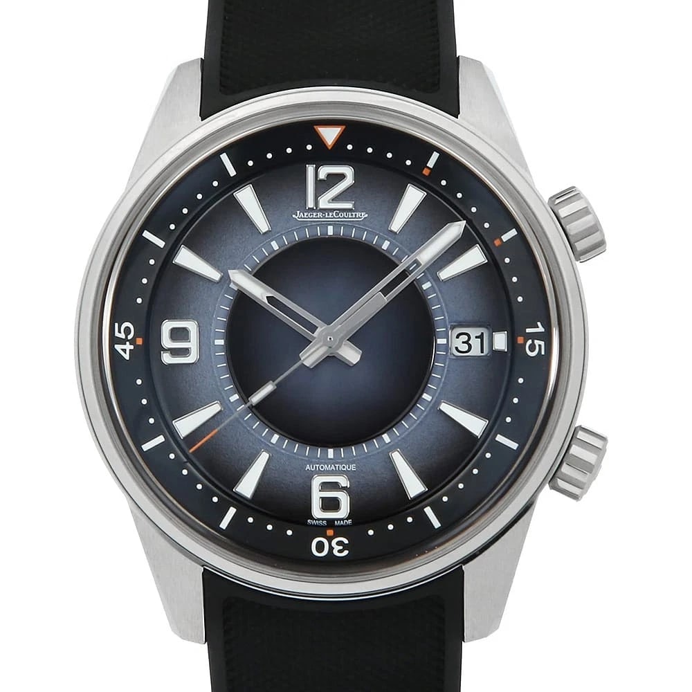JAEGERLECOULTRE POLARIS DATE WATCH: JaegerLeCoultre Polaris Date Watch Brand: JaegerLeCoultre Type/Style: Wrist watch Material: Case Material Stainless Steel Belt Material rubber Color: Dial Color Gray Size: Case:W42mm Accessories: