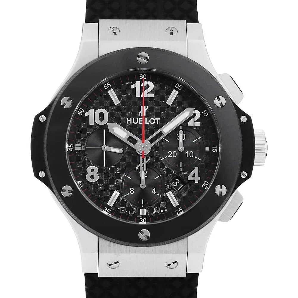 HUBLOT BIG BANG STEEL CERAMIC WATCH: HUBLOT Big Bang Steel Ceramic Watch Brand: HUBLOT Type/Style: Wrist watch Material: Case Material Stainless Steel/ceramic Belt Material rubber Color: Dial Color Black Size: Case:W44mm Accessories: