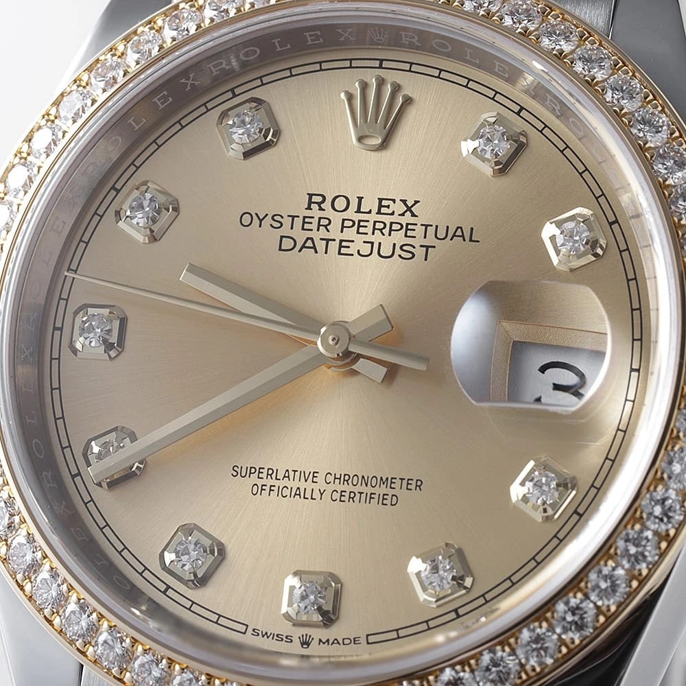 ROLEX DATEJUST BEZEL DIAMOND WATCH - 4