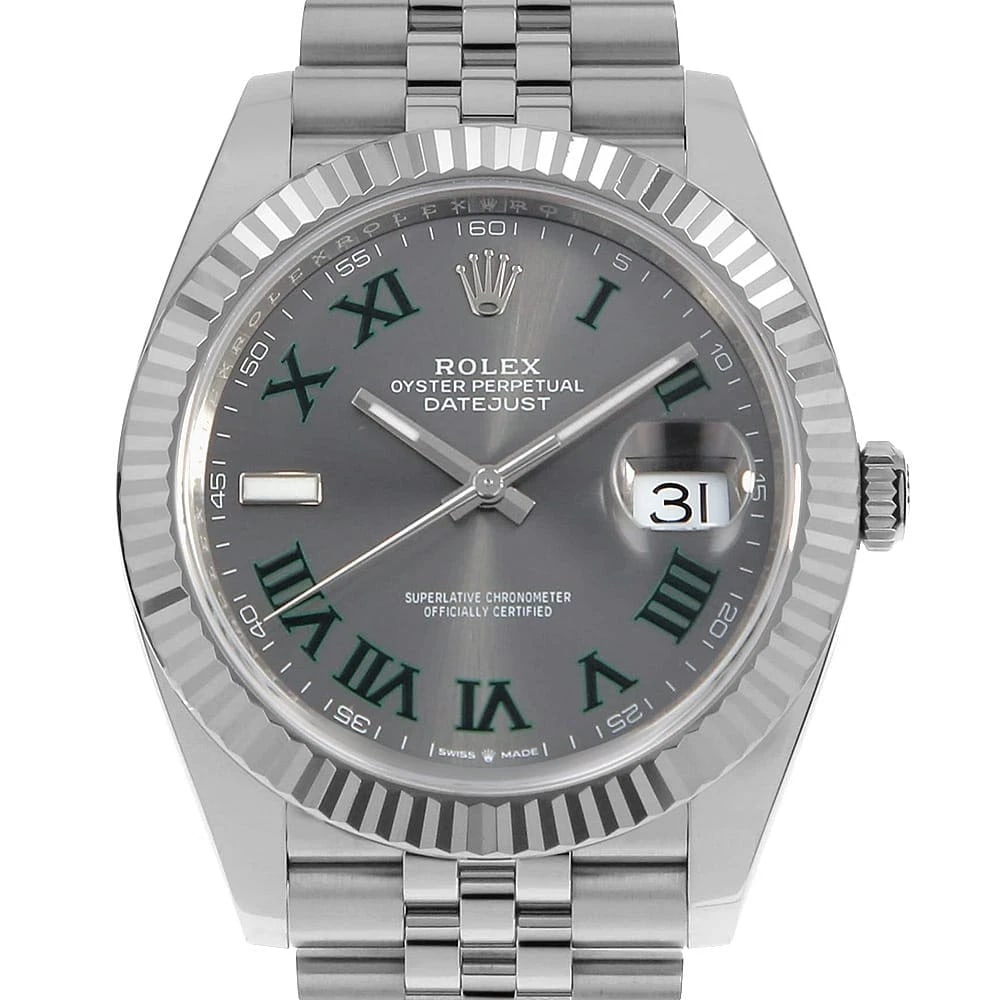 ROLEX DATEJUST SLATE GREEN WATCH: ROLEX Datejust slate Green Watch Brand: ROLEX Type/Style: Wrist watch Material: Case Material Stainless Steel/White gold Belt Material Stainless Steel Color: Dial Color Slate Size: Case:W41mm Circumfe