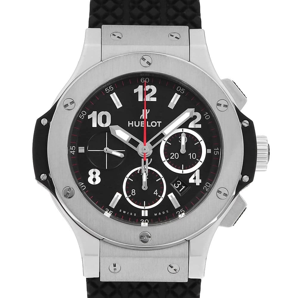 HUBLOT BIG BANG STEEL WATCH: HUBLOT Big bang steel Watch Brand: HUBLOT Type/Style: Wrist watch Material: Case Material Stainless Steel Belt Material rubber Color: Dial Color Black Size: Case:W44mm Accessories: None Accessories