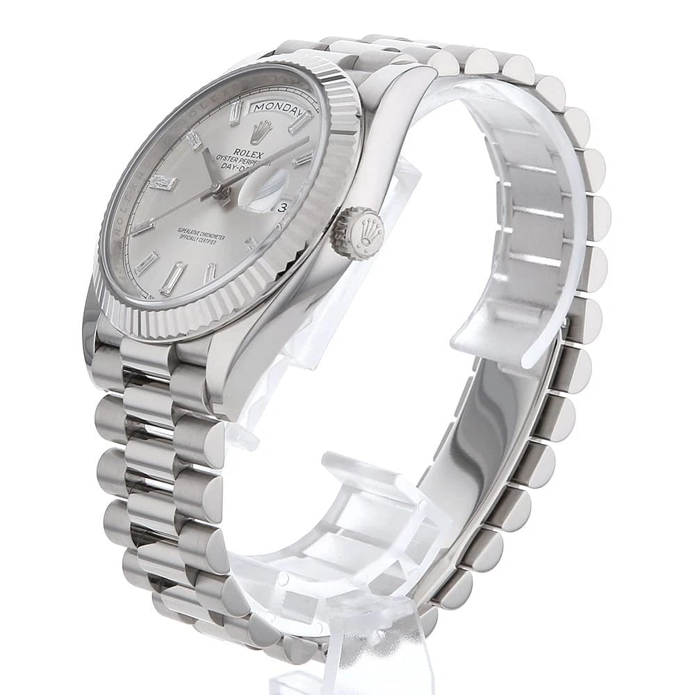 ROLEX DATE DIAMOND SILVER WATCH - 2