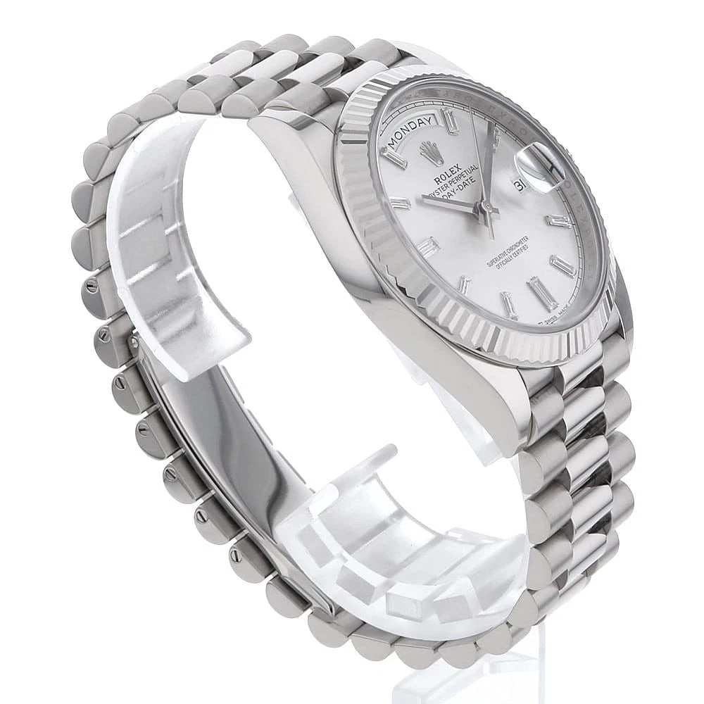 ROLEX DATE DIAMOND SILVER WATCH - 3