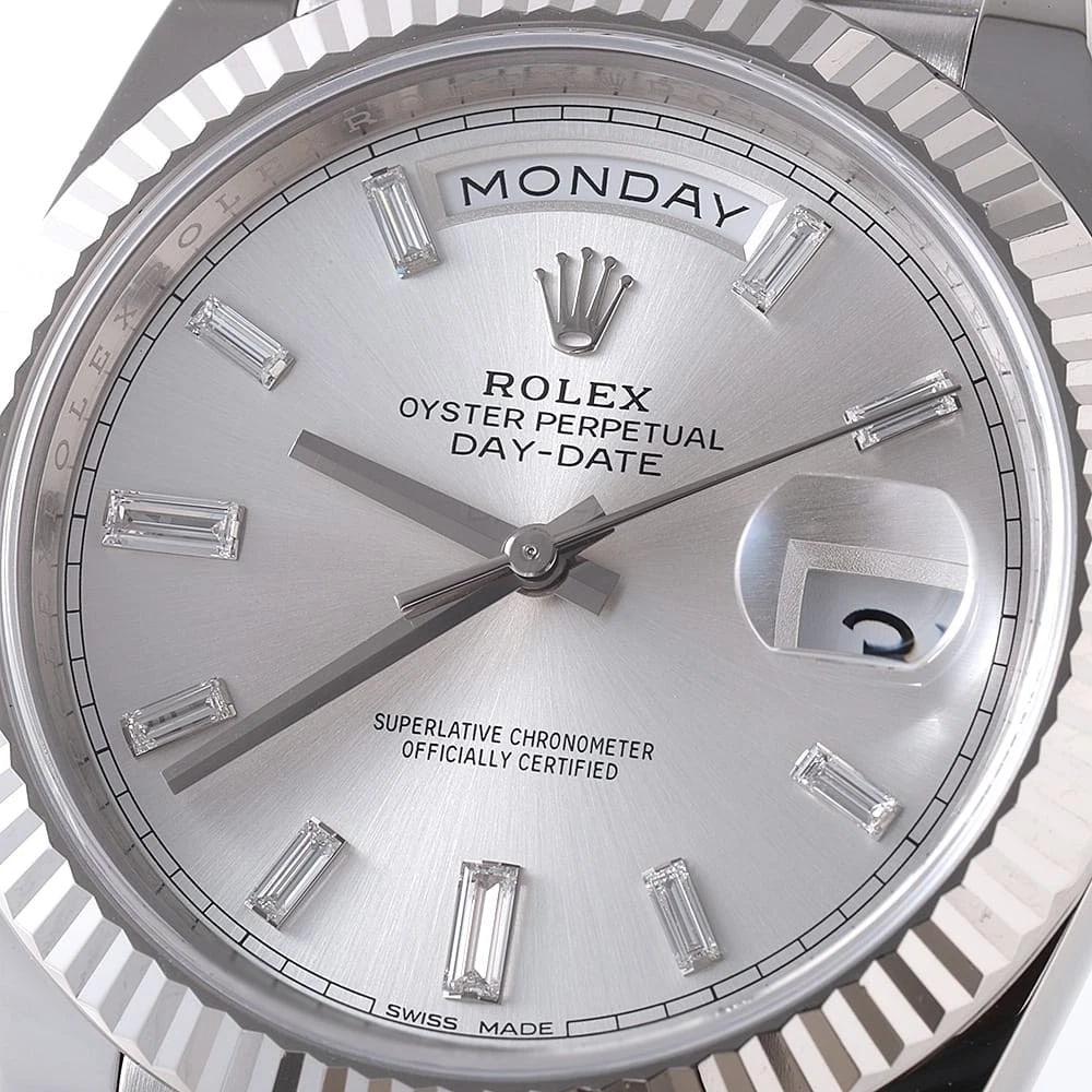 ROLEX DATE DIAMOND SILVER WATCH - 4