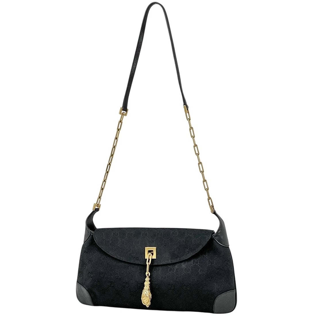 GUCCI GG PATTERN SHOULDER BAG TAIGA HEAD SHOULDER BAG: GUCCI GG pattern Shoulder Bag Taiga head Shoulder Bag Brand: GUCCI Type/Style: Shoulder Bag Material: GG canvas ?leather Color: Black Size: Width 32cm(12.6") Height 17cm(6.7") Depth 1cm(0.4")