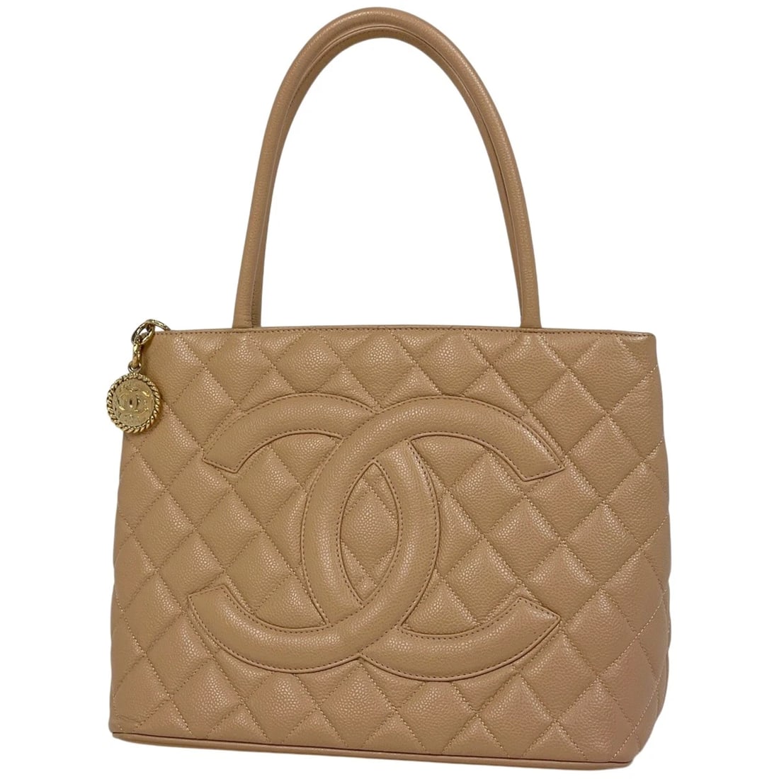 CHANEL CLASSIC STYLE RE-RELEASE TOTE HAND BAG: CHANEL Classic Style Re-Release Tote Hand Bag Brand: CHANEL Type/Style: Tote Bag Material: Caviar skin Color: Beige Size: Width 29.5cm(11.6") Height 24cm(9.4") Depth 15cm(5.9") Accessories: None <