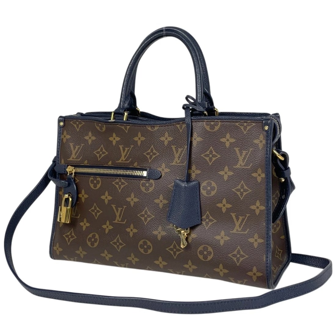 LOUIS VUITTON POPAN COOL PM 2WAY HAND BAG: Louis Vuitton Popan cool PM 2WAY Hand Bag Brand: Louis Vuitton Type/Style: Hand Bag Material: Monogram Color: Brown Marine (Navy blue) Size: Width 32cm(12.6") Height 21cm(8.3") Depth 12cm(4.7") Ac