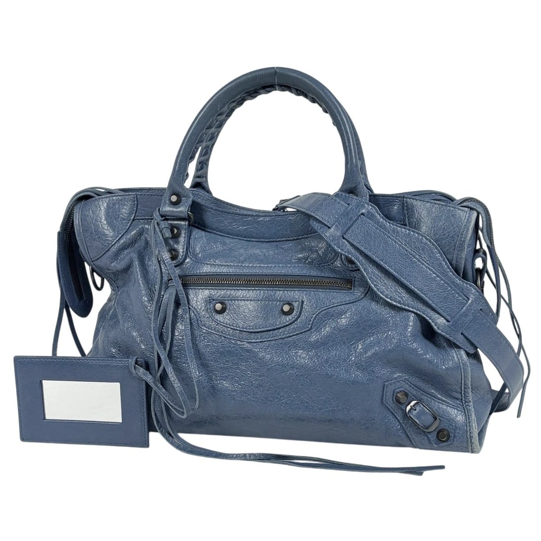 BALENCIAGA THE CITY 2WAY HAND BAG LEATHER BLUE: BALENCIAGA The city 2WAY Hand Bag leather Blue Brand: BALENCIAGA Type/Style: Hand Bag Material: leather Color: Blue Size: Width 38cm(15") Height 26cm(10.2") Depth 14cm(5.5") Accessories: None