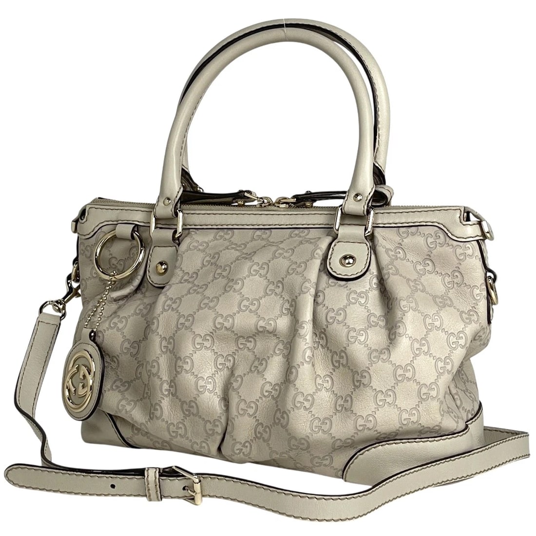 GUCCI GUCCI SHIMA SOOKIE HAND BAG SIGNATURE 2WAY HAND BAG: GUCCI Gucci Shima Sookie Hand Bag Signature 2WAY Hand Bag Brand: GUCCI Type/Style: Hand Bag Material: Sima leather Color: Ivory-color Size: Width 32cm(12.6") Height 22cm(8.7") Depth 15cm(5.9") Acc
