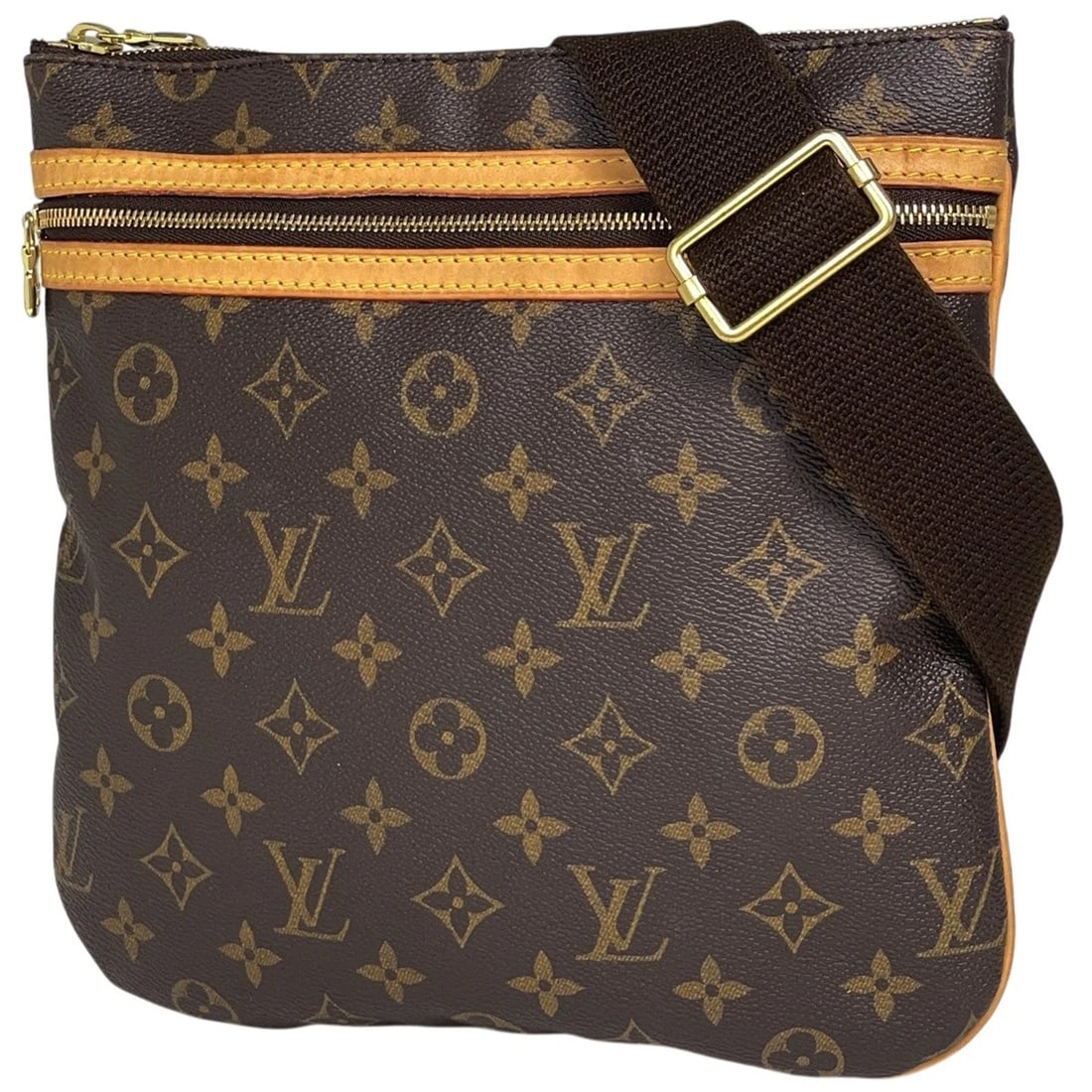 LOUIS VUITTON POCHETTE BOSPHORE DIAGONALLY HUNG SHOULDER BAG: Louis Vuitton Pochette Bosphore Diagonally hung Shoulder Bag Brand: Louis Vuitton Type/Style: Shoulder Bag Material: Monogram Color: Brown Size: Width 26cm(10.2") Height 26cm(10.2") Depth 1.5cm(0.6") 