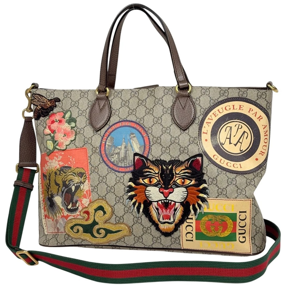 GUCCI COURIER TOTE BAG SHERRY LINE WEB 2WAY TOTE BAG (1 of 7)