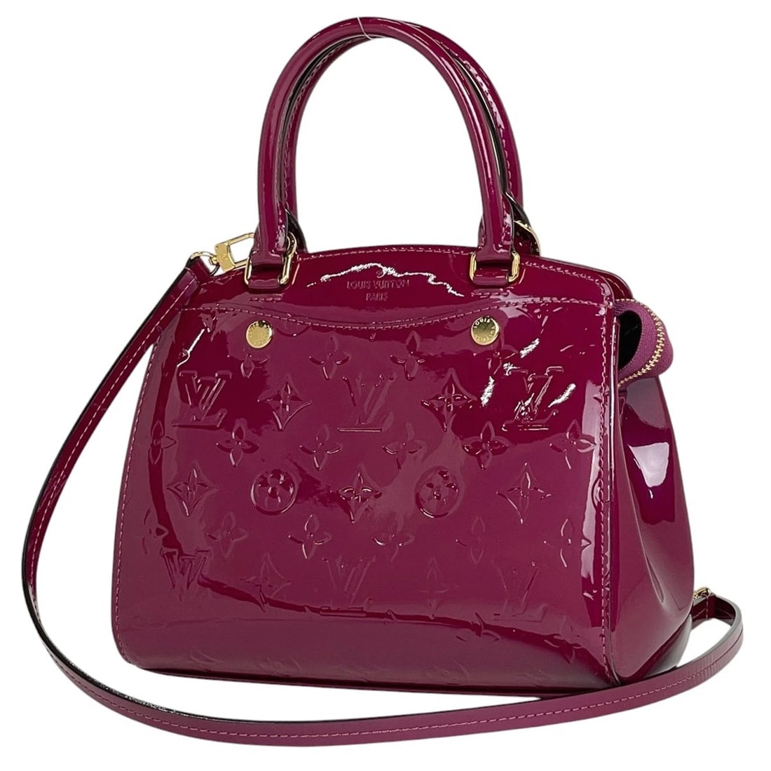 LOUIS VUITTON BREAPM 2WAY HAND BAG MONOGRAM VERNIS: Louis Vuitton BreaPM 2WAY Hand Bag Monogram Vernis Brand: Louis Vuitton Type/Style: Hand Bag Material: Monogram Vernis Color: Magenta (Pink) Size: Width 24.5cm (9.6") Height (median) 20cm (7.9") Depth