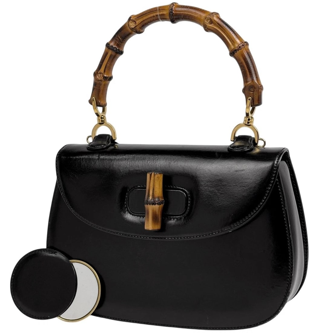 GUCCI BAMBOO HAND BAG OLD GUCCI HAND BAG LEATHER: GUCCI Bamboo Hand Bag Old Gucci Hand Bag leather Brand: GUCCI Type/Style: Hand Bag Material: leather Color: Black Size: Width 23cm(9.1") Height 17cm(6.7") Depth 8cm(3.1") Accessories: None