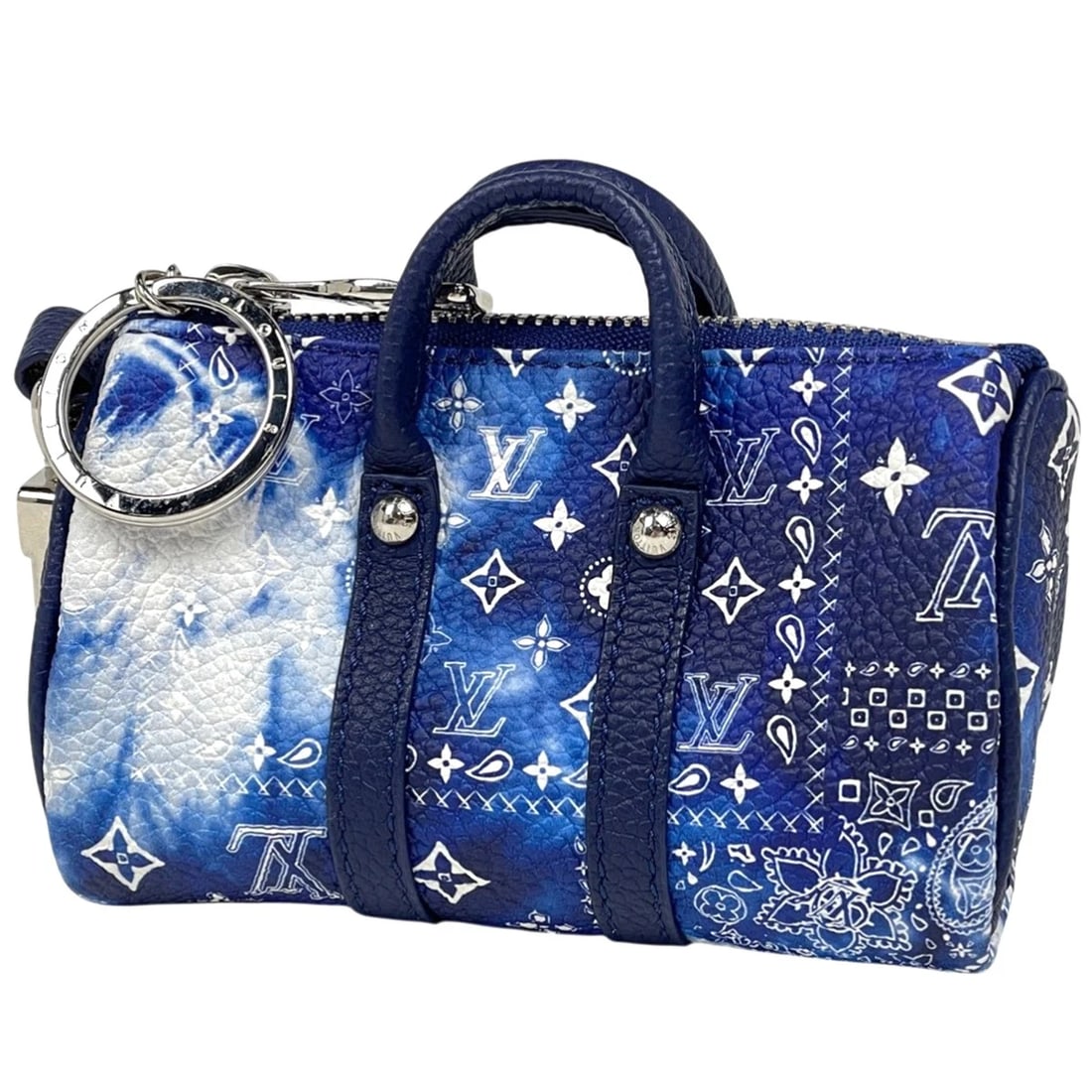 LOUIS VUITTON PORTO CLE POUCH MONOGRAM BANDANA: Louis Vuitton Porto Cle Pouch Monogram Bandana Brand: Louis Vuitton Type/Style: Bag Charm Material: leather Color: Blue Size: Width 10cm(3.9") Height 6cm(2.4") Depth 5cm(2") Accessories: None
