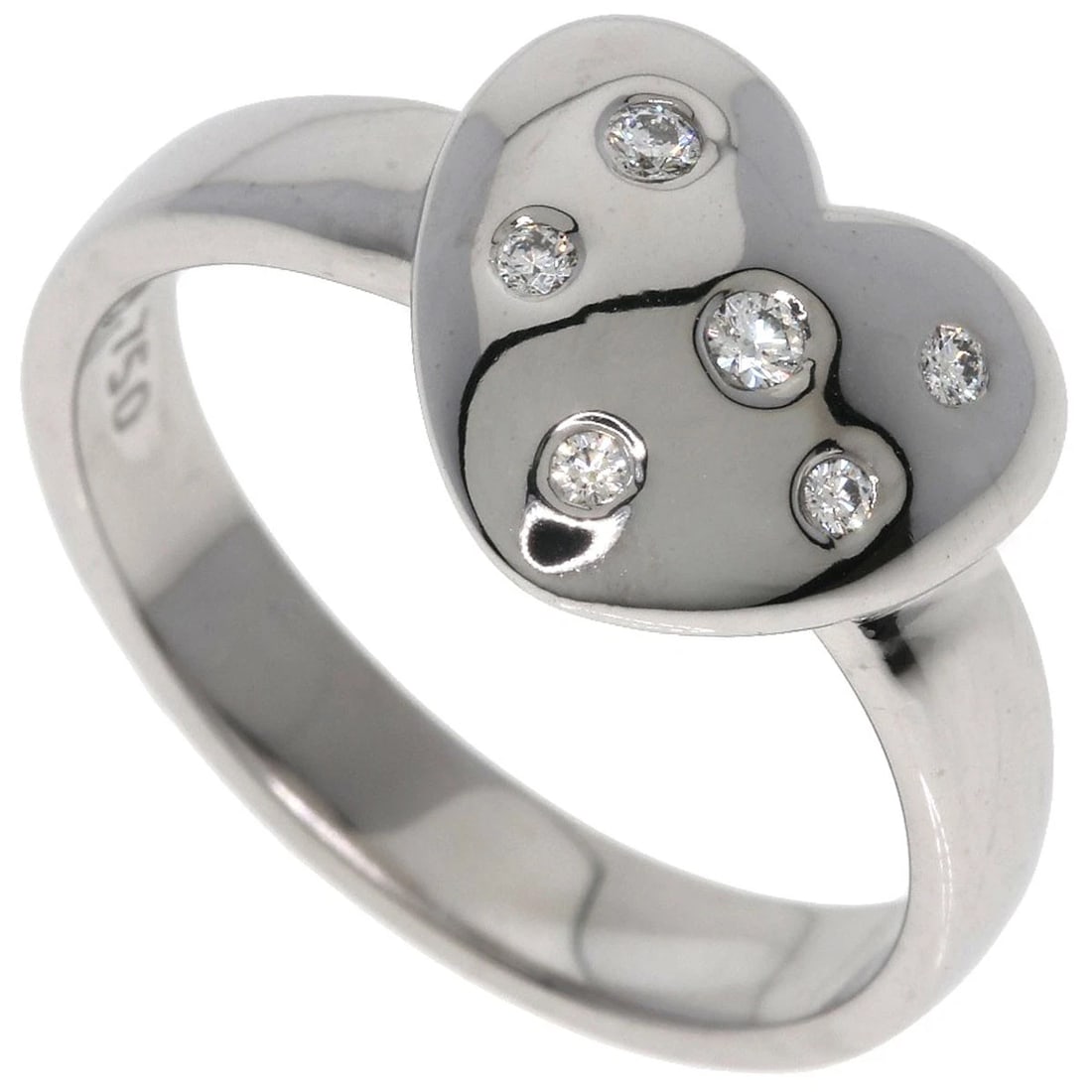 TIFFANY&CO. DOTS HEART DIAMOND RING: TIFFANY&Co. Dots Heart Diamond Ring Brand: TIFFANY&Co. Type/Style: Ring Material: K18 White Gold, Main Stone/Creation Natural Color: Silver Size: 6.25 (US) Accessories: None Accessories Notice: When