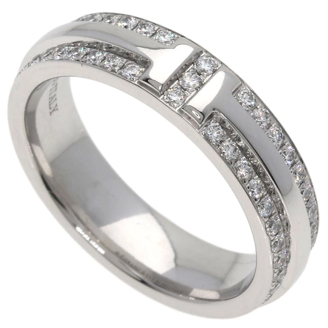 TIFFANY&CO. TTWO NARROW PAVE DIAMOND RING K18 WHITE GOLD: TIFFANY&Co. TTWO Narrow Pave Diamond Ring K18 White Gold Brand: TIFFANY&Co. Type/Style: Ring Material: K18 White Gold, Main Stone/Creation Natural Color: Silver Size: 4 (US) Accessories: None