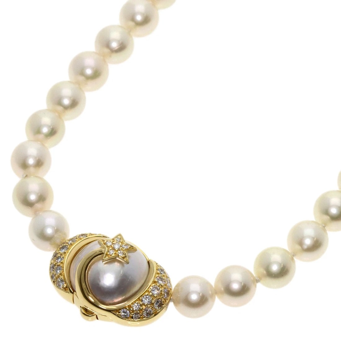 CHANEL COMET PEARL PEARL DIAMOND NECKLACE K18 YELLOW GOLD: CHANEL Comet Pearl Pearl Diamond Necklace K18 Yellow Gold Brand: CHANEL Type/Style: Necklace Material: K18 Yellow Gold, Color: white Size: Stone Size:0.2inch/6-6.5mm Chain Length:15.4inch/39cm Top Siz