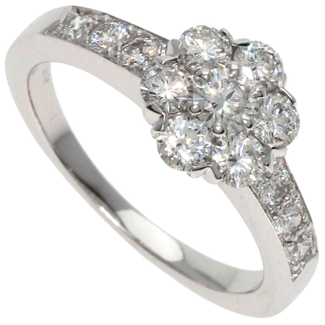VAN CLEEF & ARPELS FLEURETTE DIAMOND RING K18 WHITE GOLD: Van Cleef & Arpels Fleurette Diamond Ring K18 White Gold Brand: Van Cleef & Arpels Type/Style: Ring Material: K18 White Gold, Main Stone/Creation Natural Color: Silver Size: 4.75 (US) Accessories: