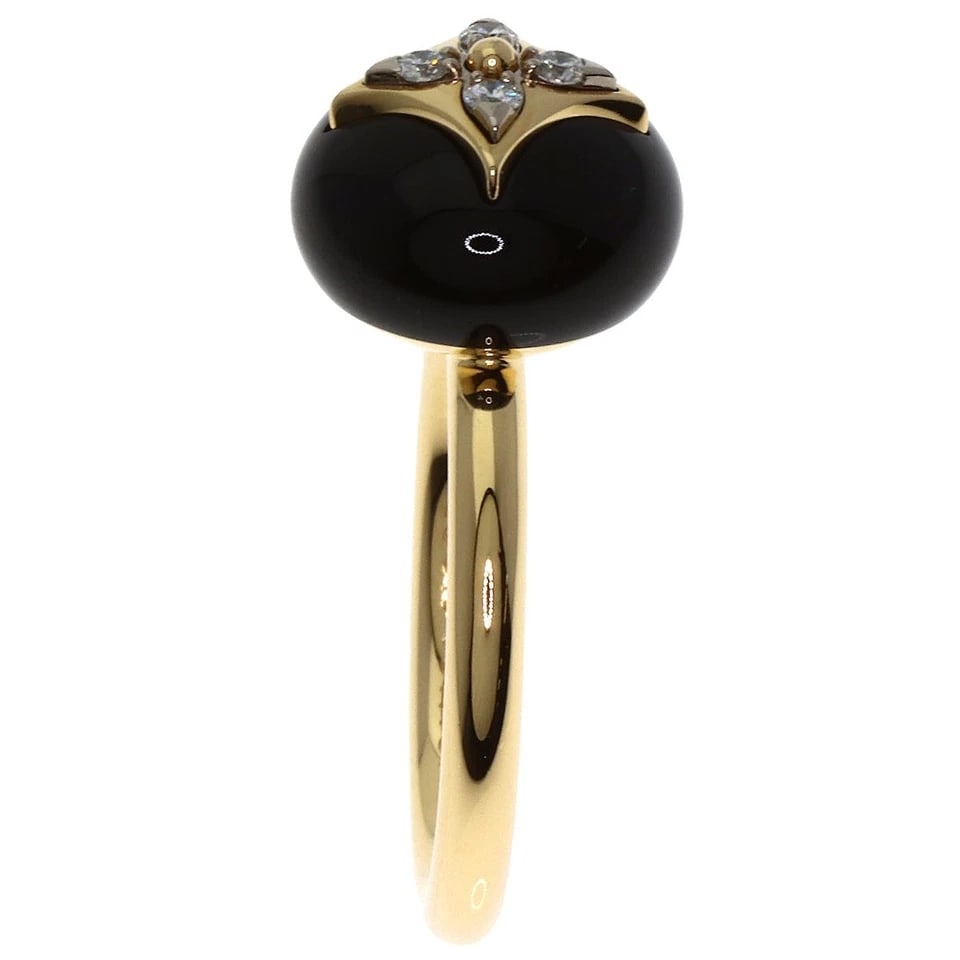 LOUIS VUITTON BLOSSOM ONYX DIAMOND RING K18 YELLOW GOLD: LOUIS VUITTON Blossom Onyx Diamond Ring K18 Yellow Gold Brand: LOUIS VUITTON Type/Style: Ring Material: K18 Yellow Gold, Main Stone/Creation Natural Color: Gold Size: 5 (US) Accessories: None